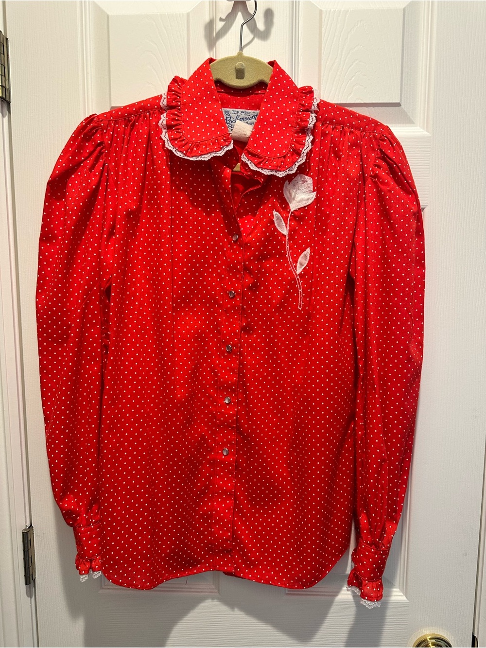Vintage Rockmount Ranch Wear Red Polka Dot Western Blouse Excellent Condition S